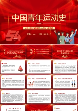 庆祝中国共青团建团100周年专题团课ppt课件：中国青年运动史PPT.pptx