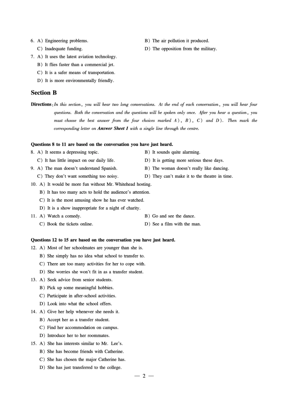 2018年6月份英语四级真题(第二套)试卷及答案.pdf_第2页