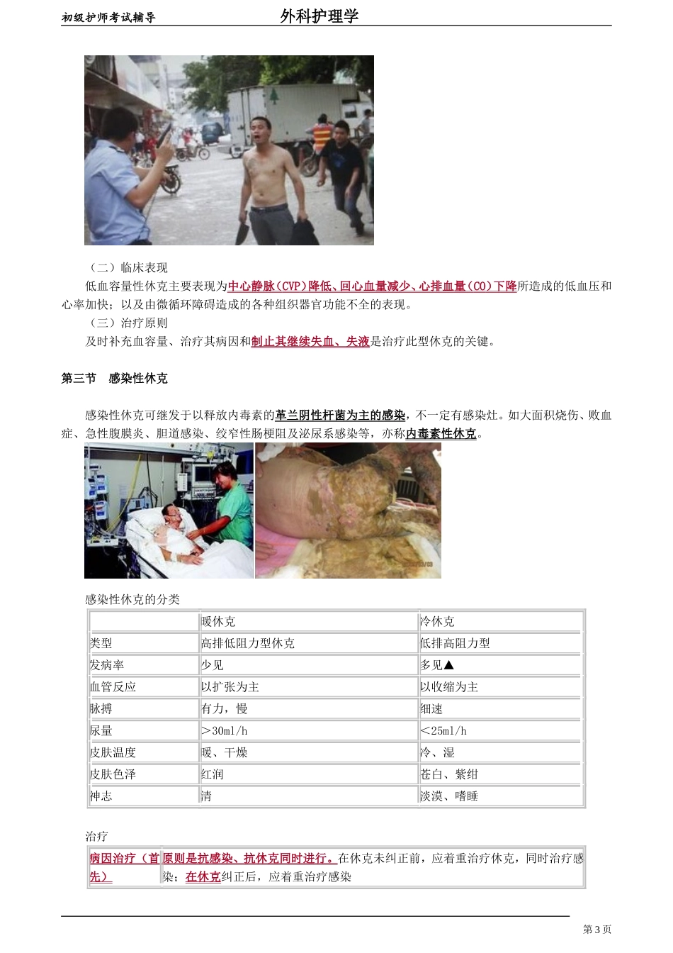初级护师-外科护理学 第三章　外科休克病人的护理.doc_第3页