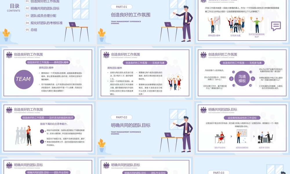 紫色扁平风团队管理经验分享PPT课件（带内容）.pptx