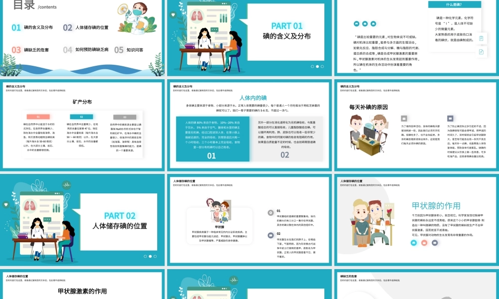 卡通防治碘缺乏病日主题班会校园宣讲活动PPT课件（带内容）.pptx