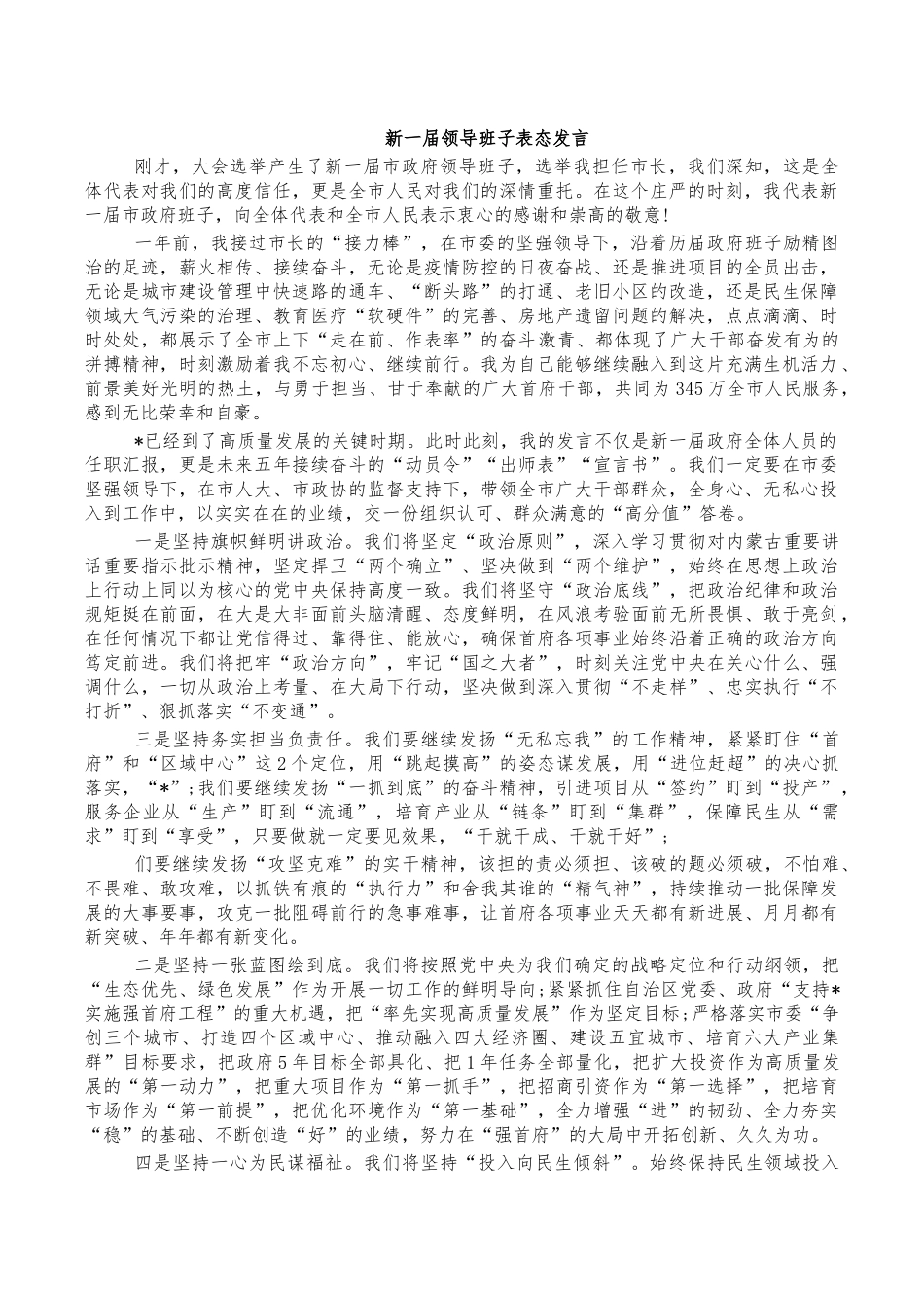 新一届领导班子表态发言.docx_第1页