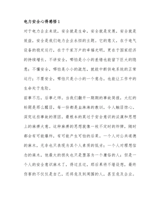 电力安全心得感悟最新范文6篇.docx