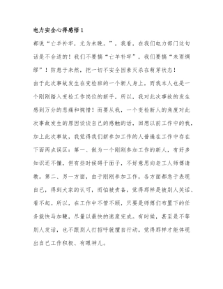 电力安全心得感悟通用范文7篇.docx
