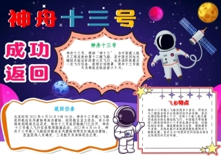 神舟十三号成功返回登陆航天精神A4小报手抄报.docx