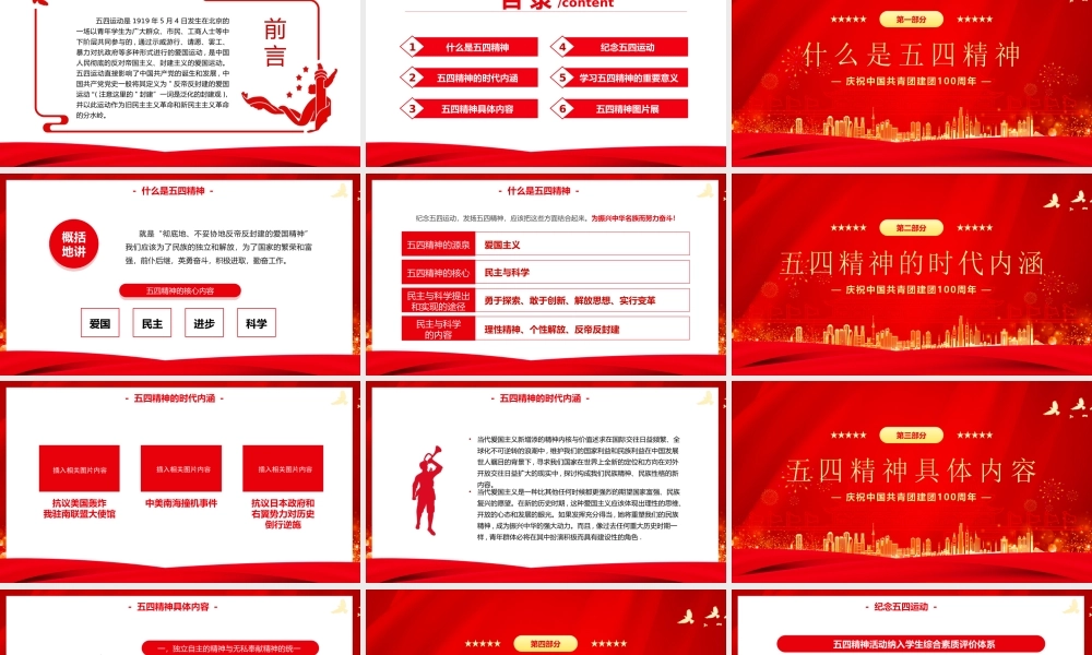 庆祝中国共青团建团100周年-弘扬五四精神挥洒热血青春PPT课件（带内容）.ppt