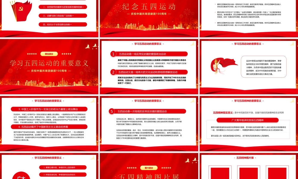 庆祝中国共青团建团100周年-弘扬五四精神挥洒热血青春PPT课件（带内容）.ppt
