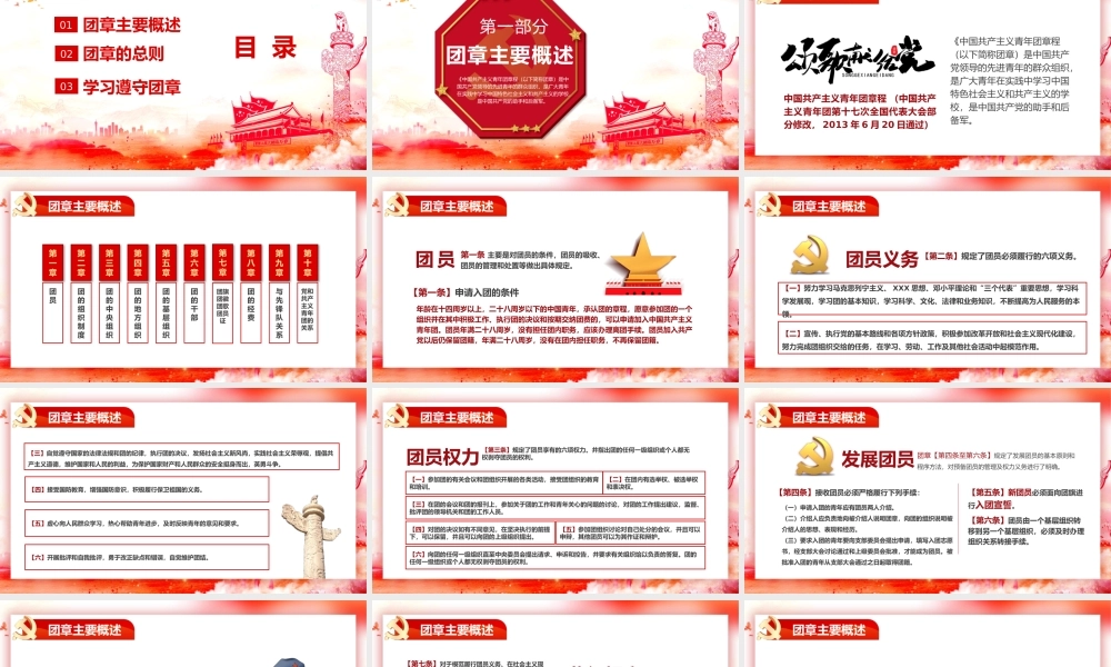 红色中国共青团团章学习解读认真学习团章严格遵守团章动态PPT模板.pptx