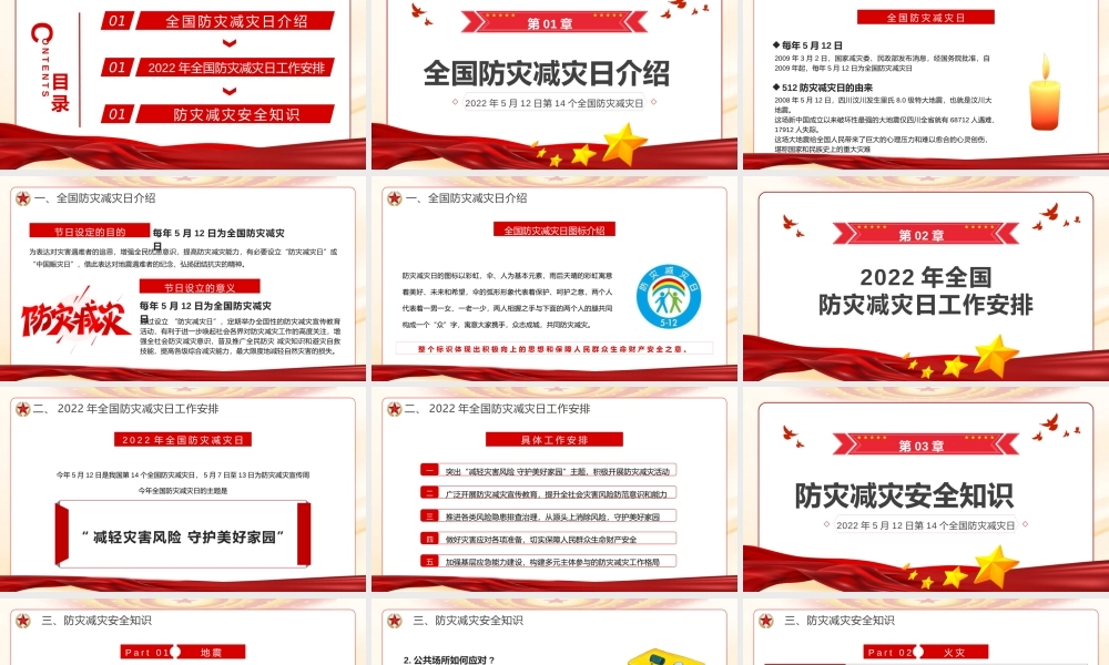 红色党政风全国防灾减灾日PPT模板.pptx