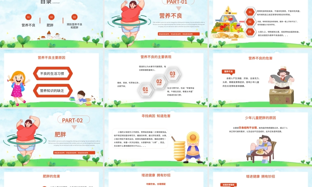 营养不良与肥胖培训l绿色卡通PPT模板.pptx