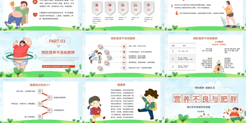 营养不良与肥胖培训l绿色卡通PPT模板.pptx