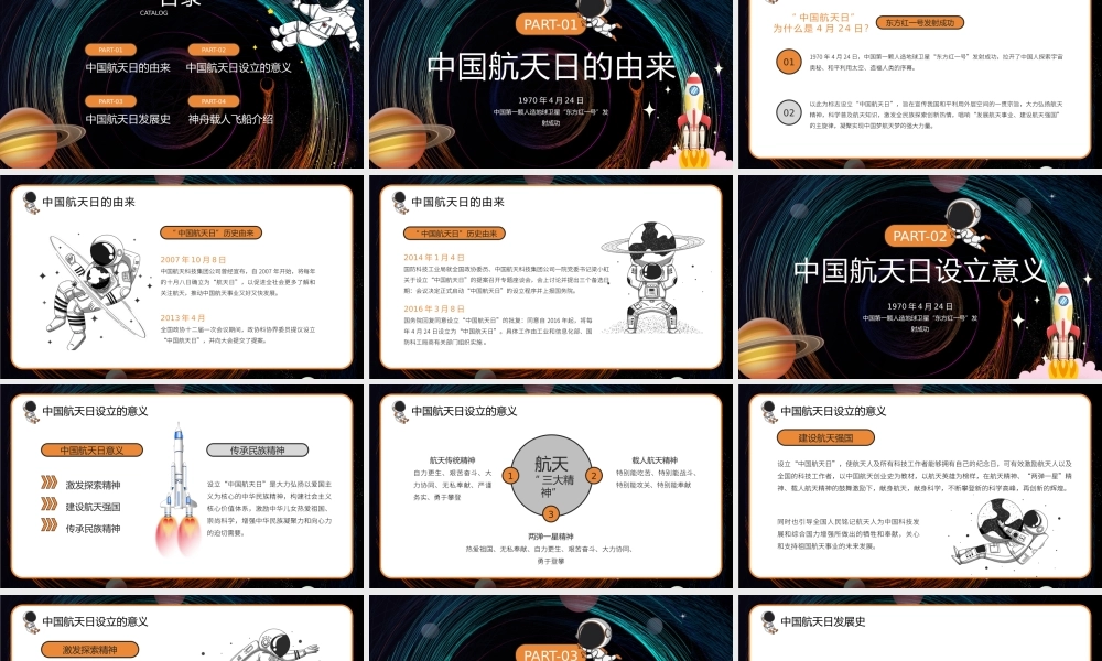 卡通风中国航天日历史介绍PPT.pptx