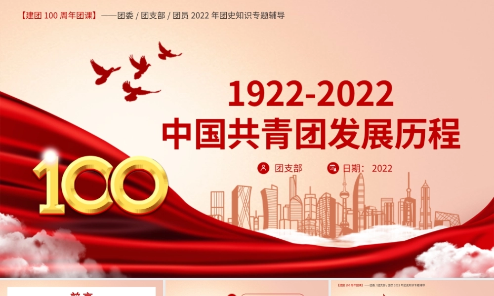 红色简约中国共青团发展历程PPT模板宣传PPT动态PPT.pptx