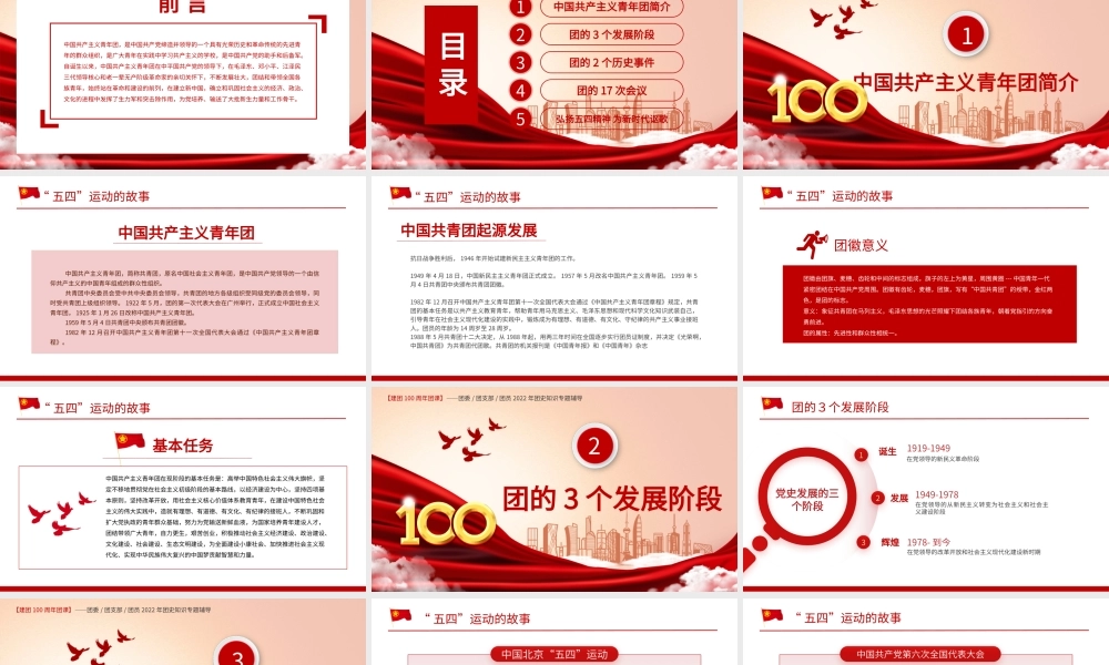 红色简约中国共青团发展历程PPT模板宣传PPT动态PPT.pptx
