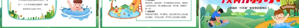 绿色卡通风安全暑假预防溺水PPT模板.pptx
