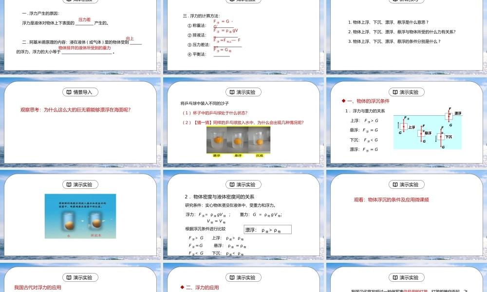 人教版八年级下册物理第四单元《浮力-物体的浮沉条件及应用》PPT课件.pptx