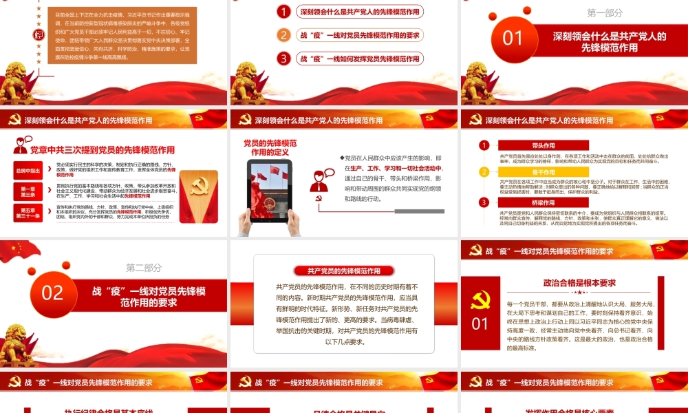 《党员先锋模范作用》党课PPT.pptx