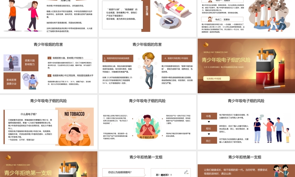 世界无烟日吸烟有害健康杜绝青少年吸烟主题教育PPT模板(含具体内容).pptx