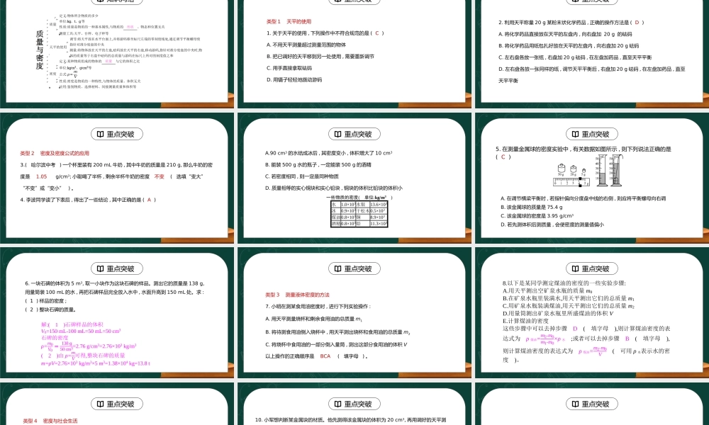 人教版八年级上册物理第六单元《质量与密度-章末小结与提升》PPT课件.pptx