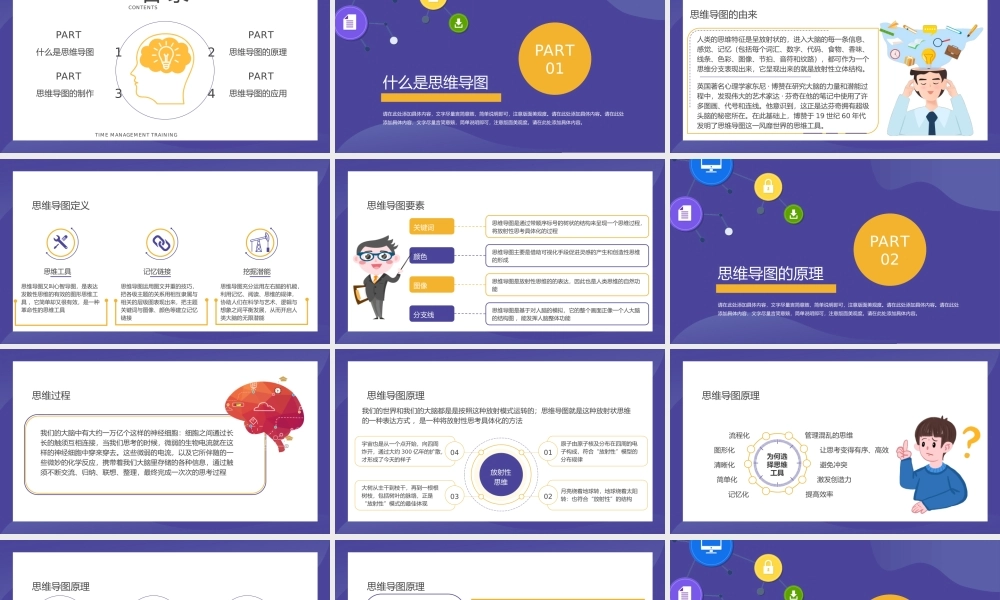 紫色简约思维导图教育教学培训PPT模板.pptx