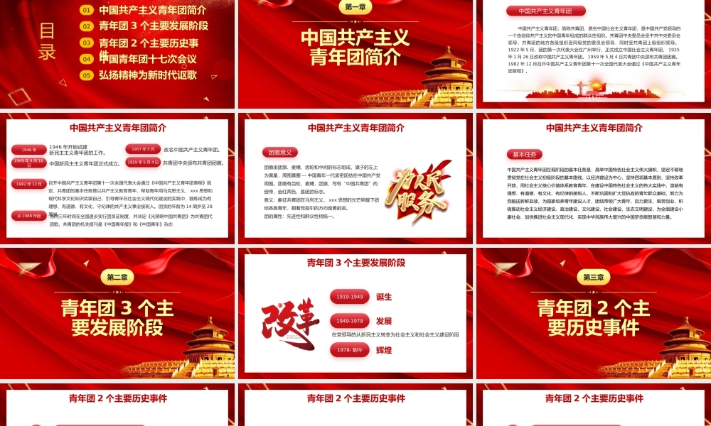 红色中国共青团发展历程PPT模板.pptx