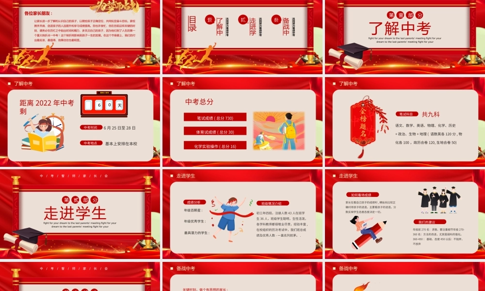 红色金色大气中考誓师家长会ppt模板.pptx