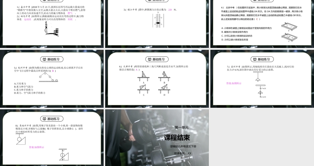 人教版八年级下册物理第一单元《力-本章中考练》PPT课件.pptx