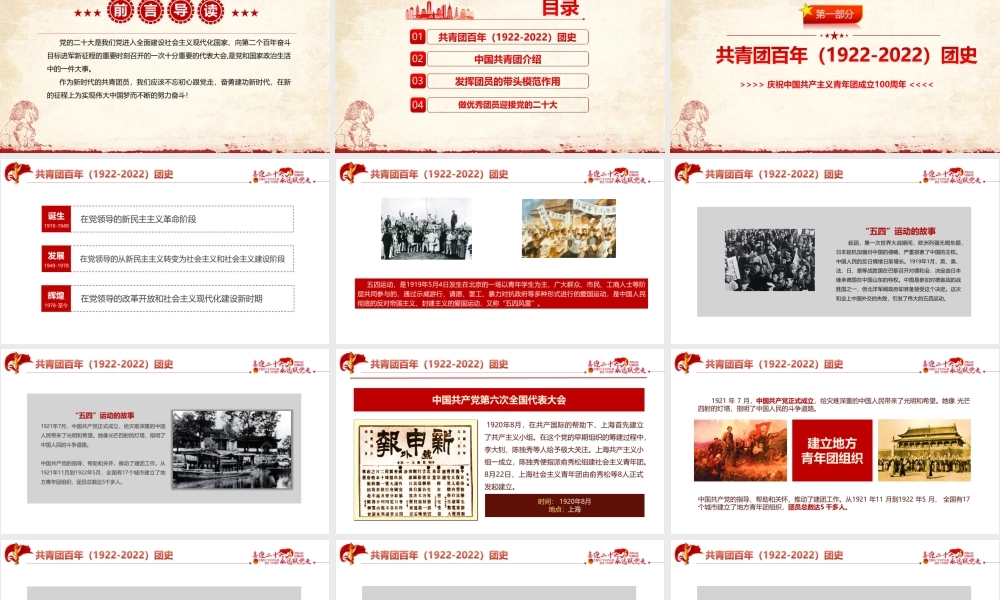 完整版青年运动史党领导下中国青年运动的百年历程主题教育PPT.pptx