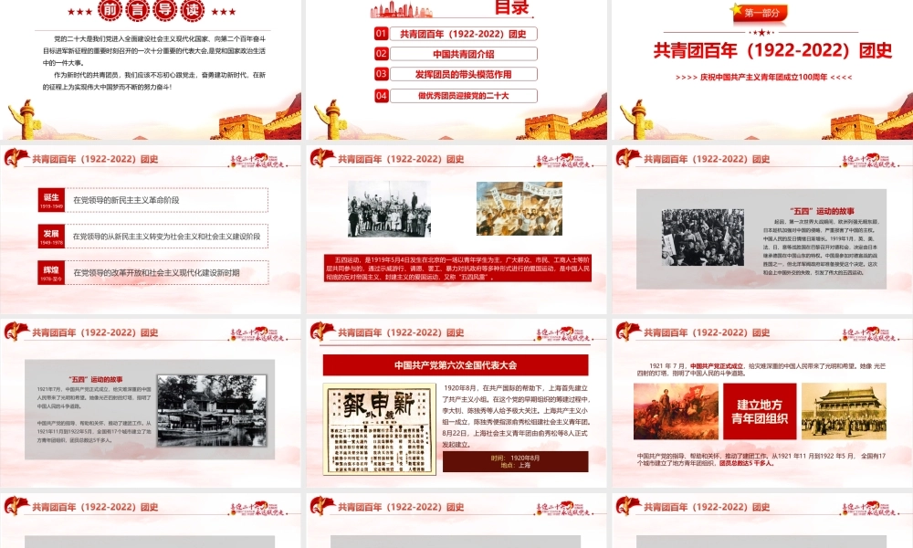 团课青年运动史《党领导下中国青年运动的百年历程》PPT.pptx