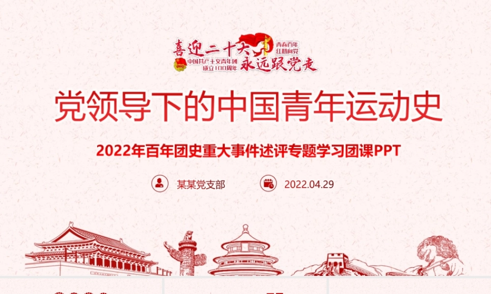 青年运动史《党领导下中国青年运动的百年历程》团课内容PPT.pptx