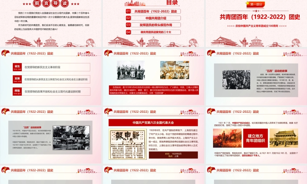 青年运动史《党领导下中国青年运动的百年历程》团课内容PPT.pptx