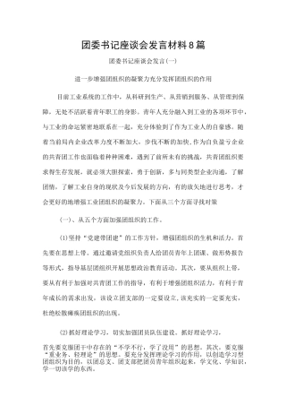 团委书记座谈会发言材料8篇.docx