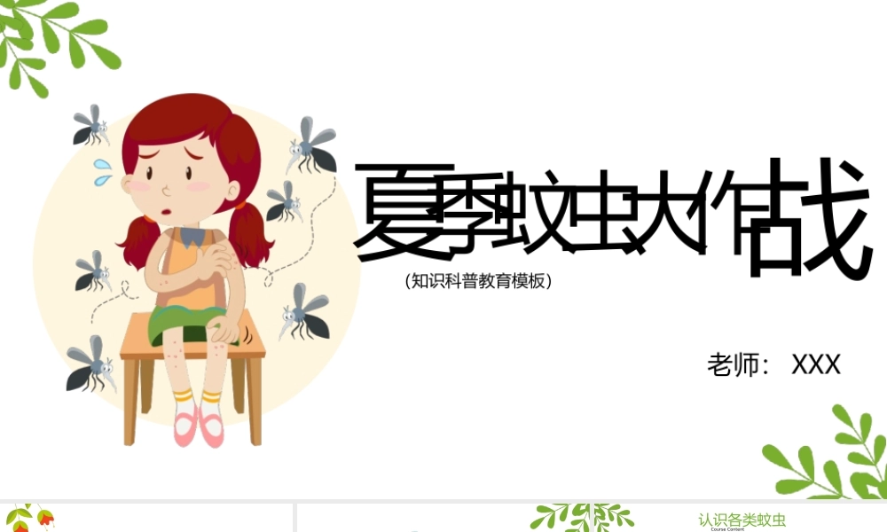 学校夏季预防蚊虫叮咬防护安全主题班会PPT课件（带内容）.ppt