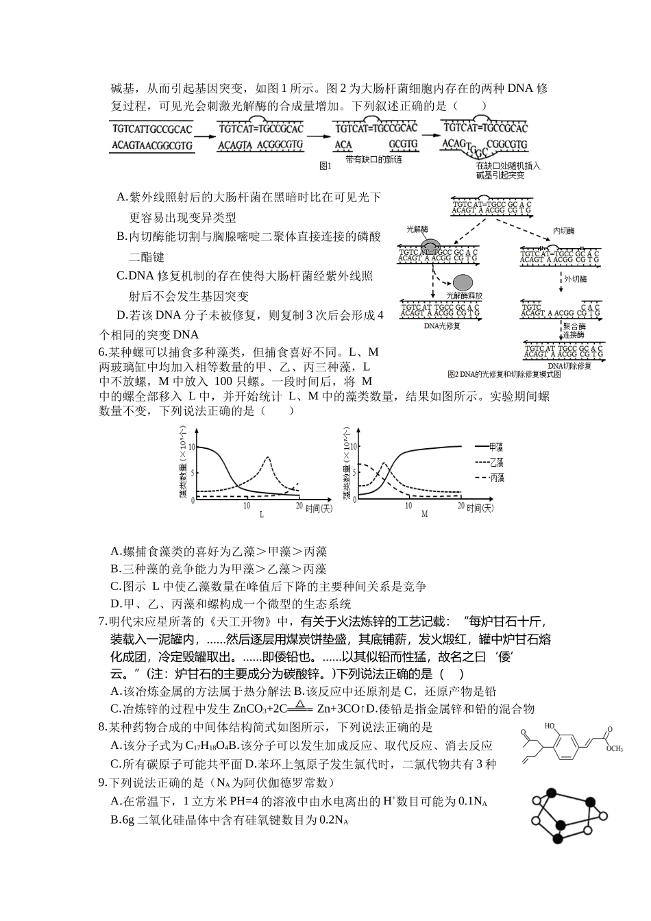 安徽师大附中2021-2022学年高三模拟考试理科综合试题.docx_第2页