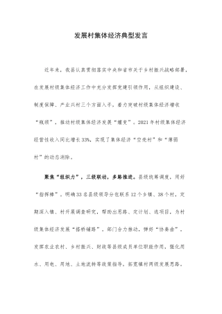 发展村集体经济典型发言.docx