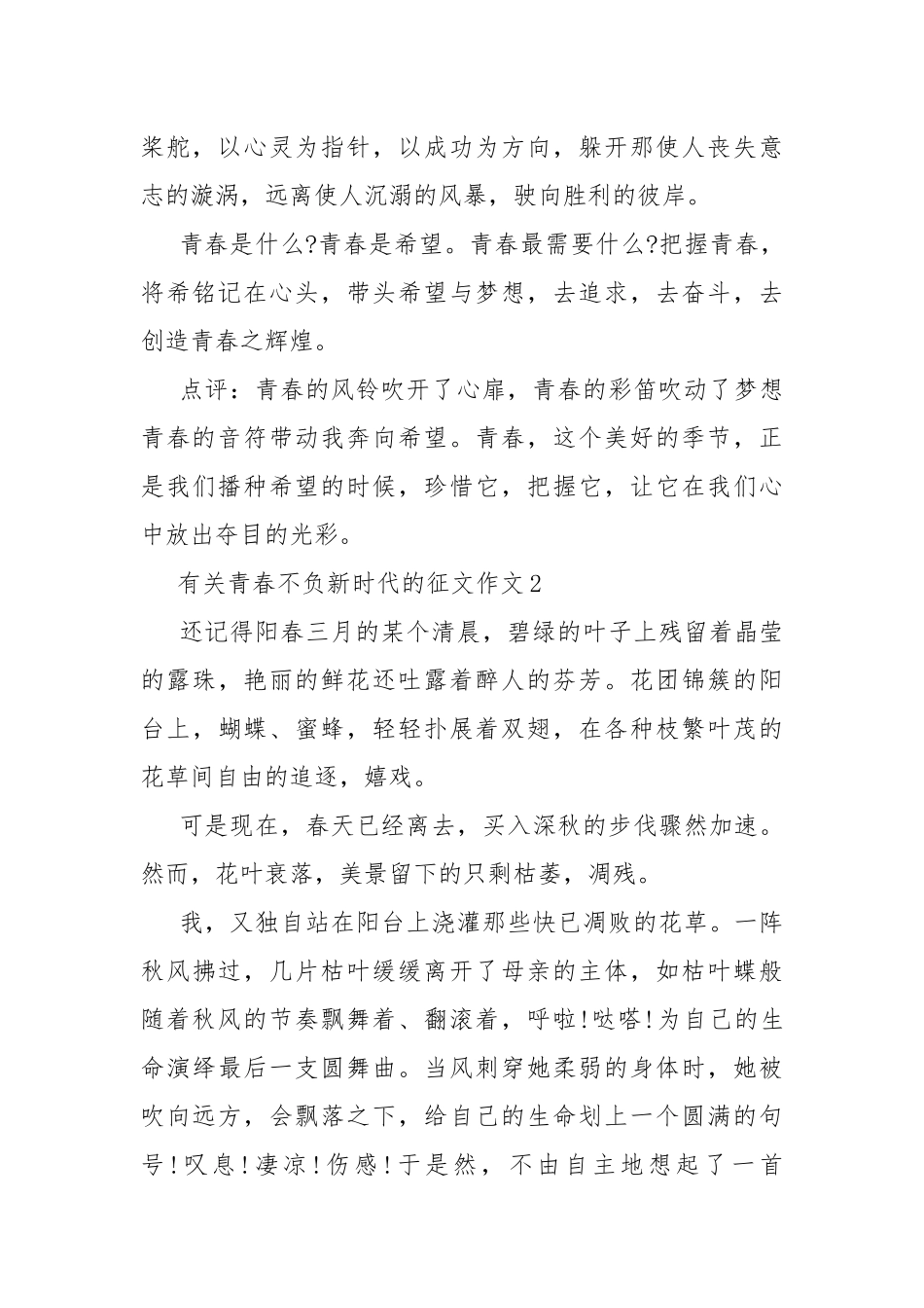 有关青春不负新时代的征文作文10篇.docx_第2页