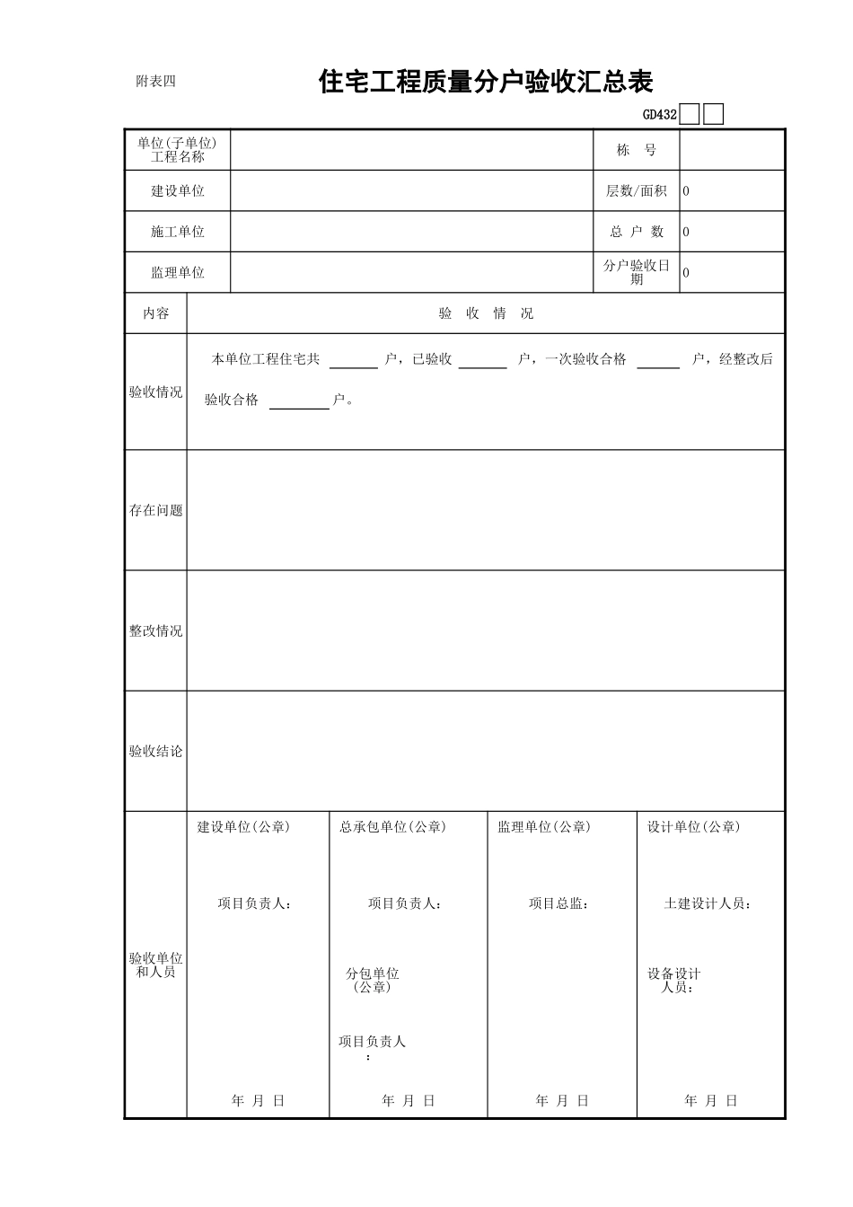 住宅工程质量分户验收汇总表GD432.xls_第1页