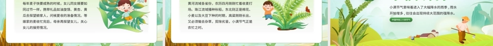 中国传统二十四节气-小满节气介绍麦穗初齐稚子娇桑叶正肥蚕食饱PPT课件（带内容）.pptx