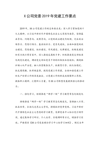 X公司党委2019年党建工作要点.docx