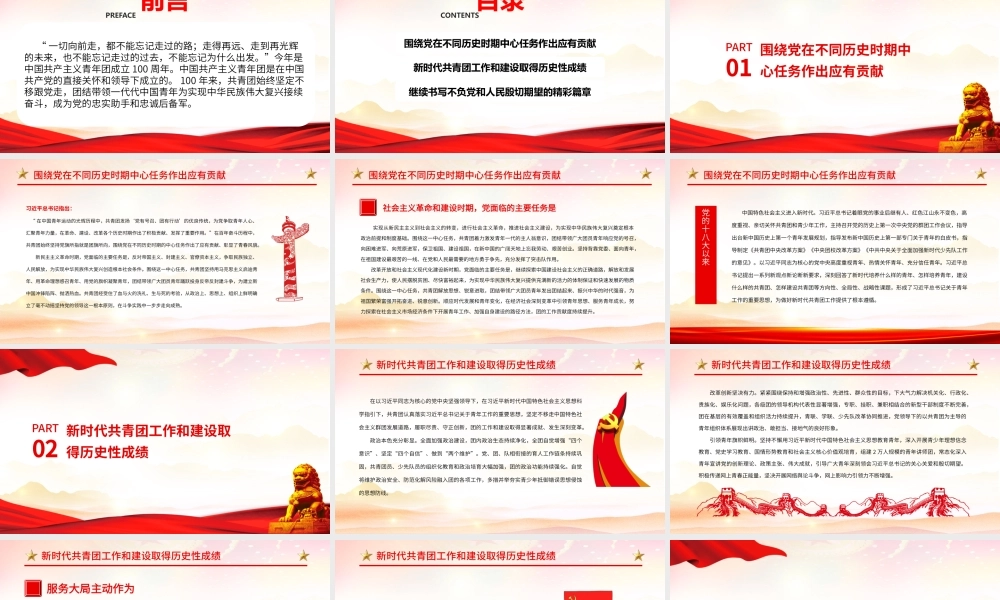 2022中国共青团的百年奋斗征程和历史启示全文学习PPT课件（带内容）.pptx