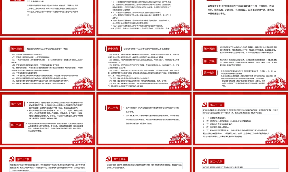 红色大气《社会组织评比达标表彰活动管理办法》全文学习PPT课件（带内容）.pptx