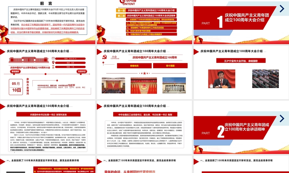 庆祝建团一百周年讲话精神PPT.ppt