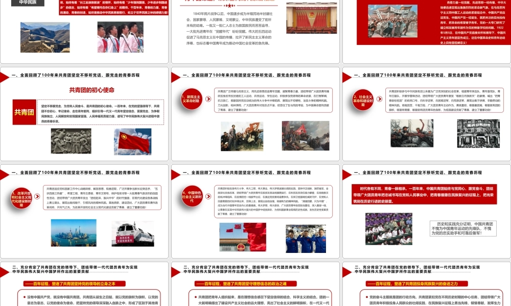 《庆祝建团一百周年》大会讲话党课PPT.ppt