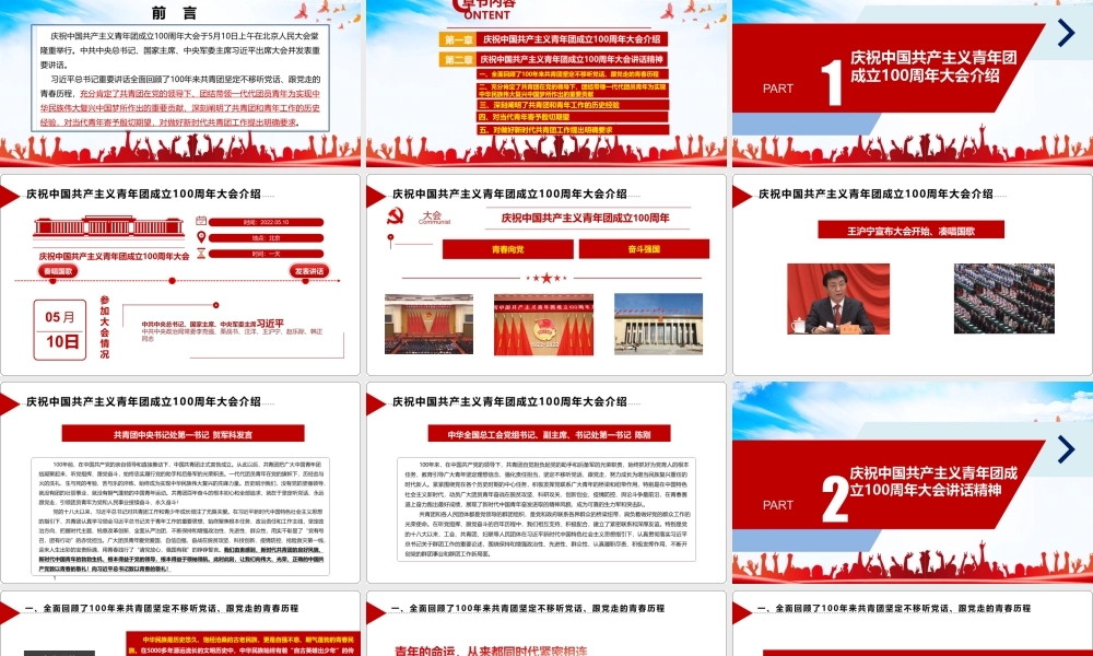 《庆祝建团一百周年》大会讲话PPT课件.ppt