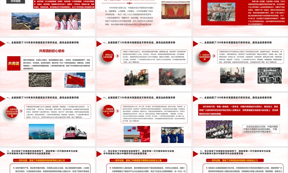 最新庆祝中国共青团成立一百周年大会讲话精神培训PPT课件.ppt
