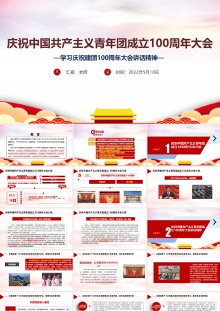 最新庆祝中国共青团成立一百周年大会讲话精神培训PPT课件.ppt