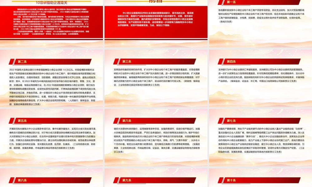 深入学习2022《加力帮扶中小微企业纾困解难若干措施》全文10项举措助企渡过难关PPT课件（带内容）.ppt