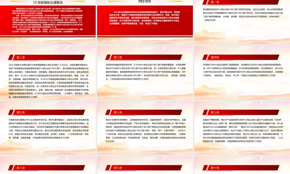深入学习2022《加力帮扶中小微企业纾困解难若干措施》全文10项举措助企渡过难关PPT课件（带内容）.pptx