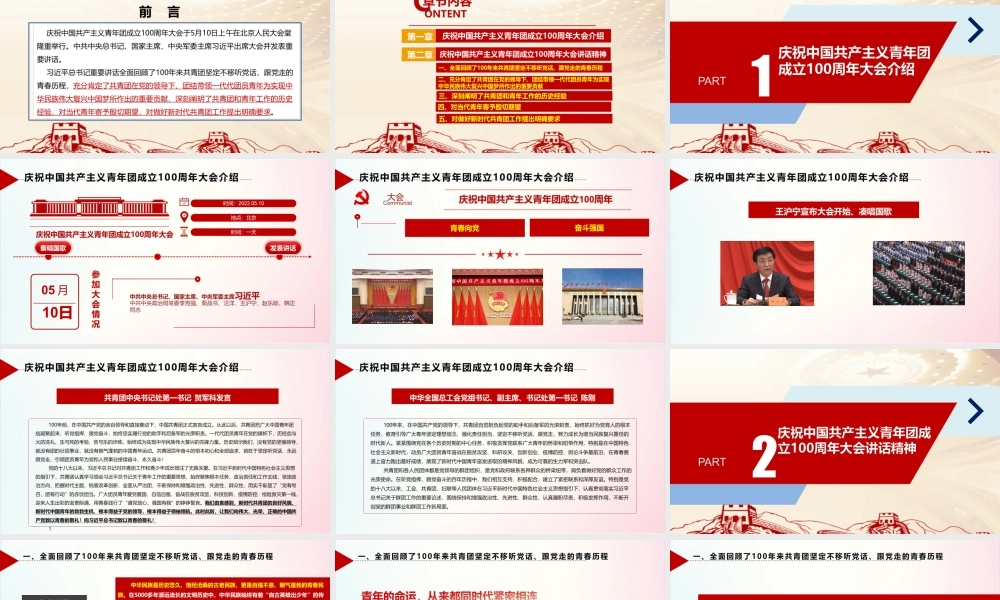 《庆祝建团100周年》大会讲话内容PPT.ppt
