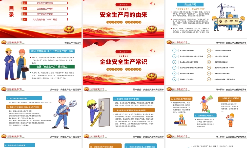 2022年安全生产月宣传安全教育PPT 遵守安全生产法当好第一责任人PPT.pptx